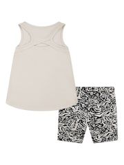 Nike Black/White Little Kids Wild Flower Vest and Bike Shorts Set - Image 2 of 5