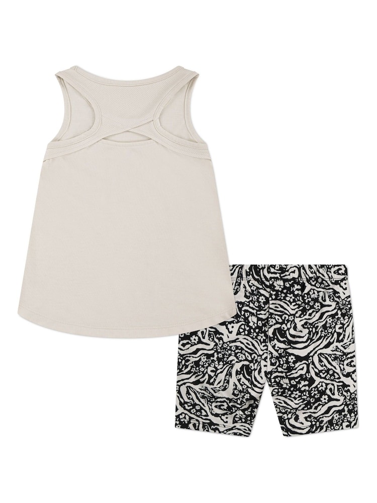 Nike Black/White Little Kids Wild Flower Vest and Bike Shorts Set - Image 2 of 5
