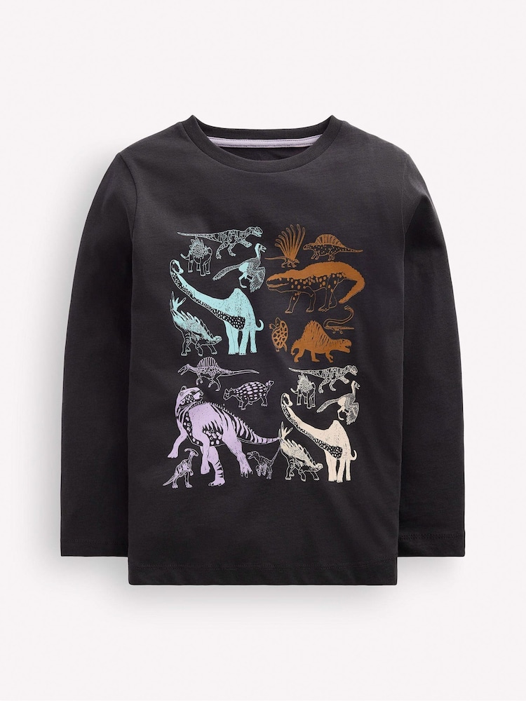 Boden Grey Long Sleeve Printed T-Shirt - Image 1 of 3 Boden Grey Long Sleeve Printed T-Shirt - Image 1 of 3