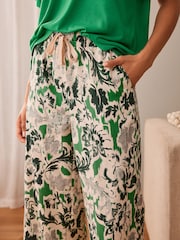 Green Floral Linen Blend Short Sleeve Pyjamas - Image 5 of 9