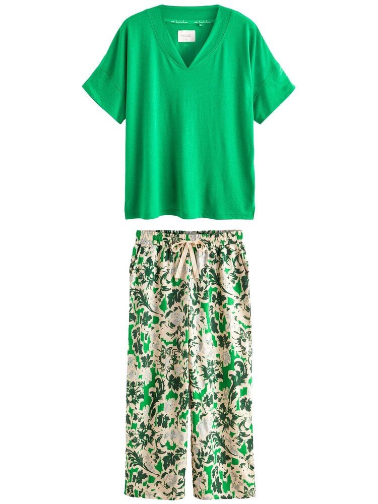 Floral vert - Pyjama en lin Blend à manches courtes - Image 6 of 9