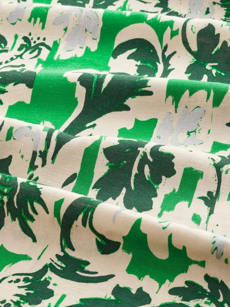 Green Floral Linen Blend Short Sleeve Pyjamas - Image 9 of 9