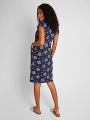 JoJo Maman Bébé Navy Blue Floral Maternity & Nursing Tunic Dress - Image 2 of 4