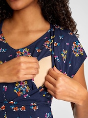 JoJo Maman Bébé Navy Blue Floral Maternity & Nursing Tunic Dress - Image 4 of 4
