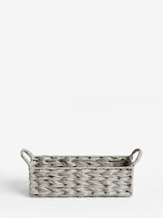 Grey Plastic Wicker Small Storage Basket - Image 4 of 4