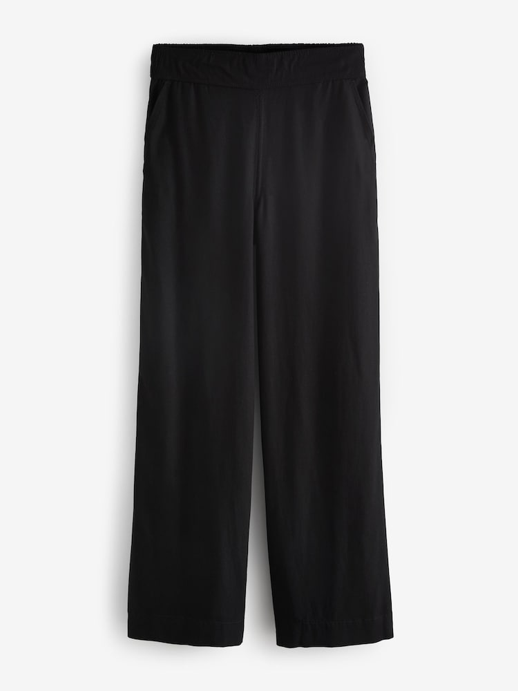Black Wide Leg Trousers With Linen - Image 6 of 6