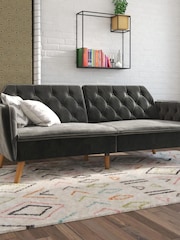 Novogratz Grey Tallulah Velvet Memory Foam Futon - Image 1 of 4