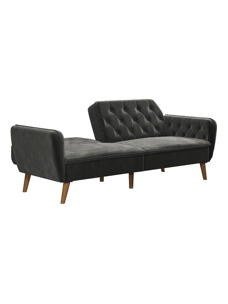 Novogratz Grey Tallulah Velvet Memory Foam Futon - Image 4 of 4