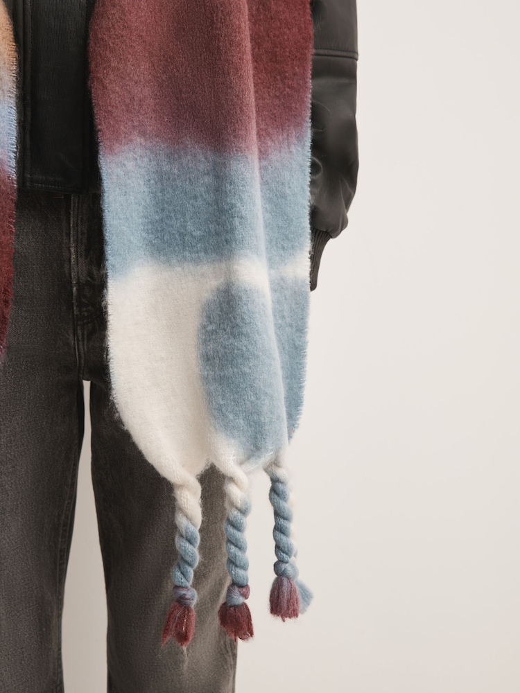 Free People Red/Cream Winter Days Blanket Scarf - Image 4 of 4