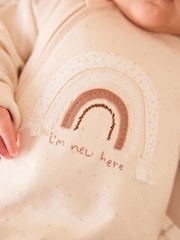 Neutral I'm New Here Single 100% Cotton Sleepsuit (0-9mths) - Image 3 of 11