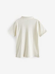 Ecru/White Revere Collar Short Sleeve 100% Cotton Polo Shirt (3-16yrs) - Image 5 of 6