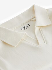 Ecru/White Revere Collar Short Sleeve 100% Cotton Polo Shirt (3-16yrs) - Image 6 of 6