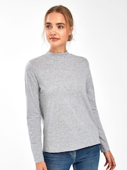 رمادي مموج - توب ياقة عالية كم طويل - Image 1 of 7