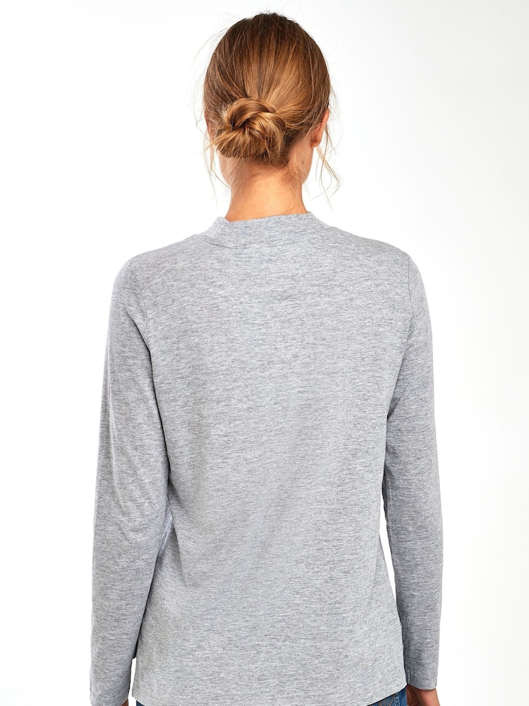 رمادي مموج - توب ياقة عالية كم طويل - Image 2 of 7