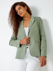 Roman Green Stretch Button Detail Blazer - Image 1 of 5