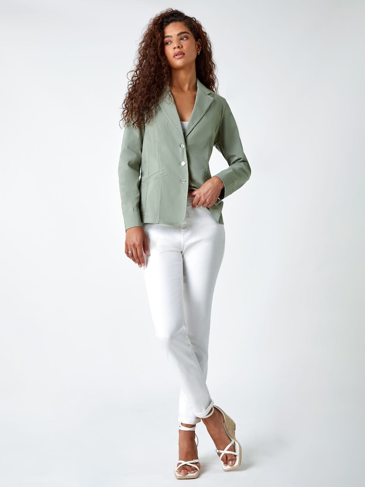 Roman Green Stretch Button Detail Blazer - Image 2 of 5
