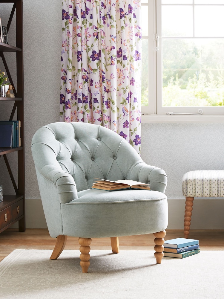 Laura Ashley Baron Chenille Pale Grey Green Hanby Accent Chair - Image 1 of 9