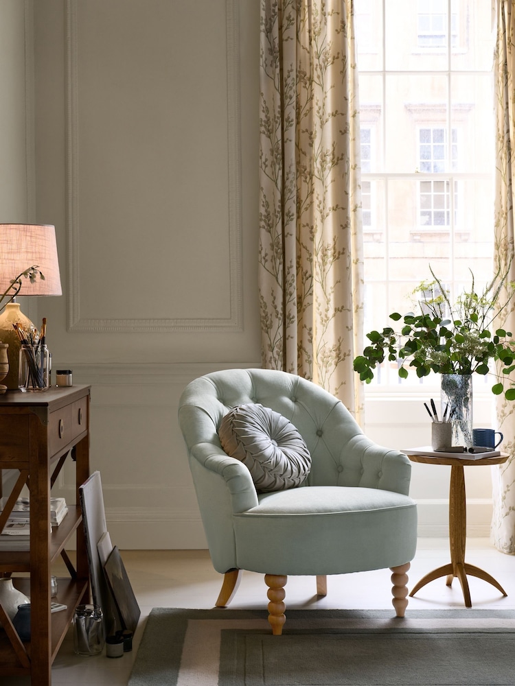 Laura Ashley Baron Chenille Pale Grey Green Hanby Accent Chair - Image 2 of 9