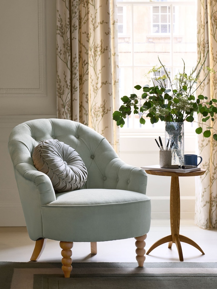 Laura Ashley Baron Chenille Pale Grey Green Hanby Accent Chair