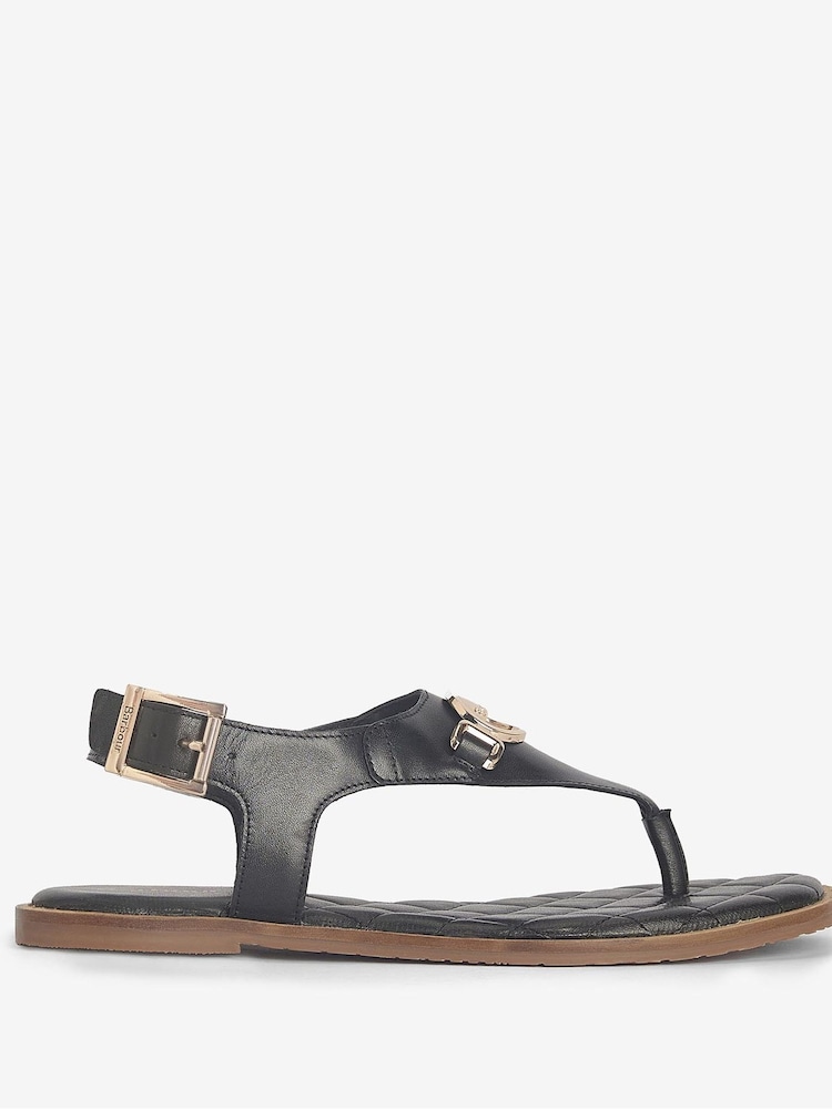Barbour® Black Vivienne Leather Sandals - Image 2 of 6