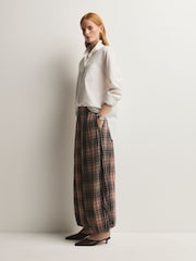 Free People Red Moonflower Plaid Balloon Trousers - Image 2 of 6