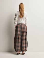 Free People Red Moonflower Plaid Balloon Trousers - Image 4 of 6