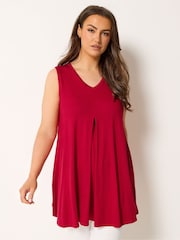 Yours Curve Red Pleated Front Vest - Image 1 of 5