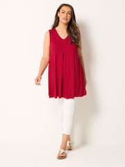 Yours Curve Red Pleated Front Vest - Image 3 of 5