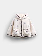 JoJo Maman Bébé Beige Natural Floral Embroidered Borg Fleece - Image 5 of 5