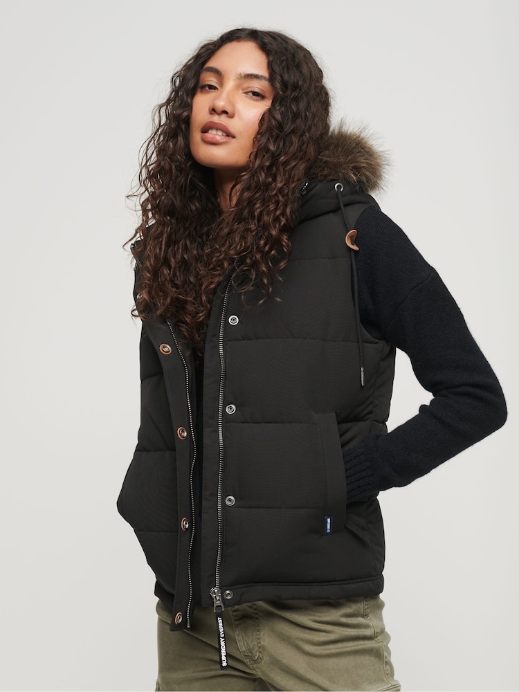 Черный - Дутый жилет из искусственного меха Superdry Everest 100 - Image 1 of 6