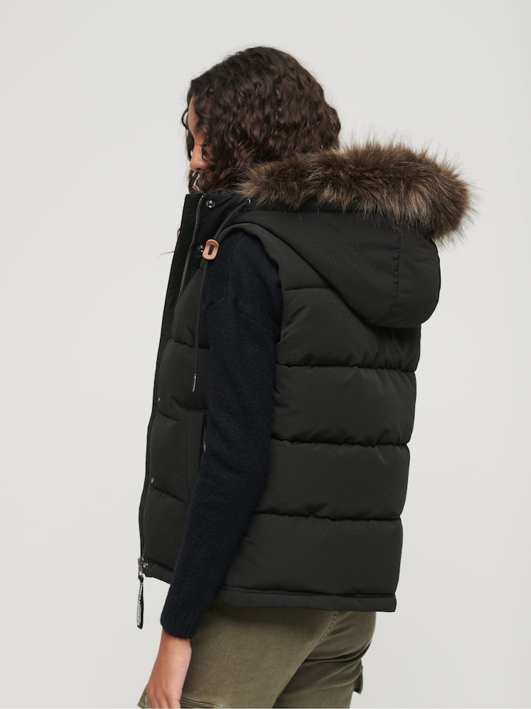 Черный - Дутый жилет из искусственного меха Superdry Everest 100 - Image 2 of 6