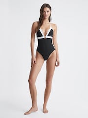 Reiss Black/White Henrietta Colourblock Swimsuit - Image 3 of 4