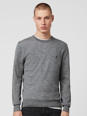 AllSaints Grey Mode Merino Crew Jumper - Image 1 of 5