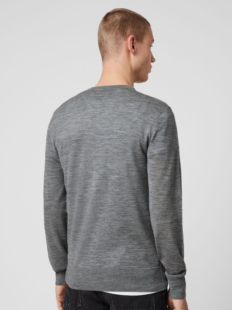 AllSaints Grey Mode Merino Crew Jumper - Image 2 of 5