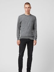 AllSaints Grey Mode Merino Crew Jumper - Image 3 of 5