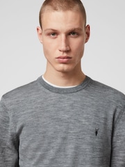 AllSaints Grey Mode Merino Crew Jumper - Image 4 of 5