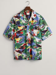 GANT Green Relaxed Cotton Lyocell Print Short Sleeve Shirt - Image 5 of 5