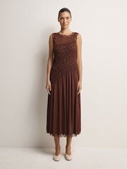 Free People Brown Anora Midi Dress - Image 1 of 4