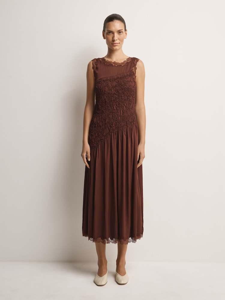 Free People Brown Anora Midi Dress - Image 1 of 4