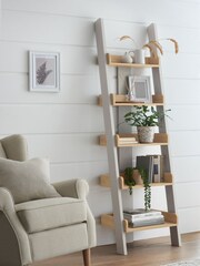 Dove Grey Malvern Oak Effect Narrow Ladder Shelf - Image 1 of 6