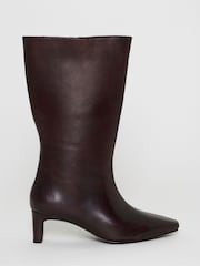 JD Williams Red Leather Heeled Pointed Calf Boots - Image 4 of 4