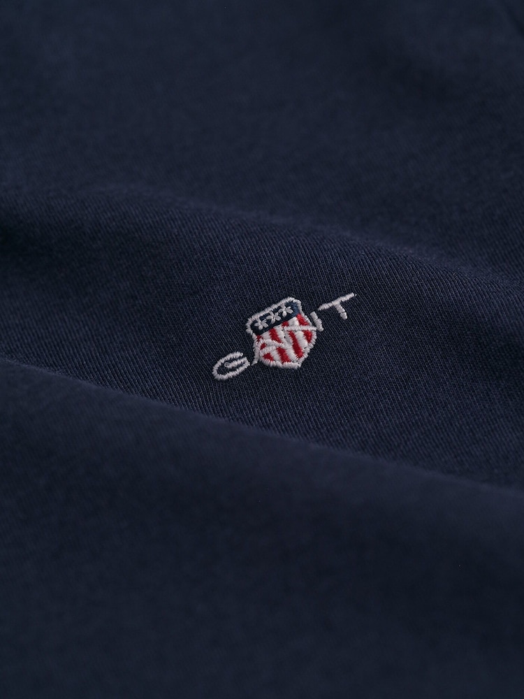 Blau - GANT Langärmeliges T-Shirt mit Schildlogo aus 100% Baumwolle - Bild 5 von 5