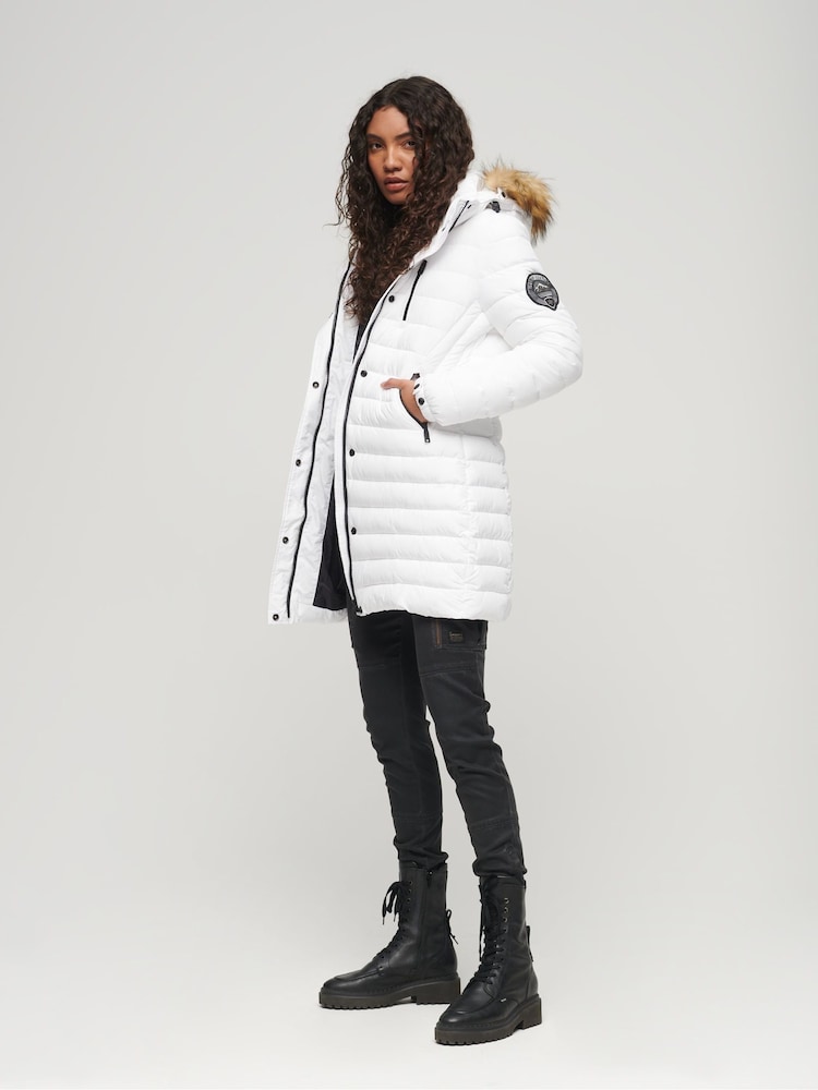 Alb - Haină puffer cu lungime medie Superdry Fuji Hanorac - Imaginea 2 din 6