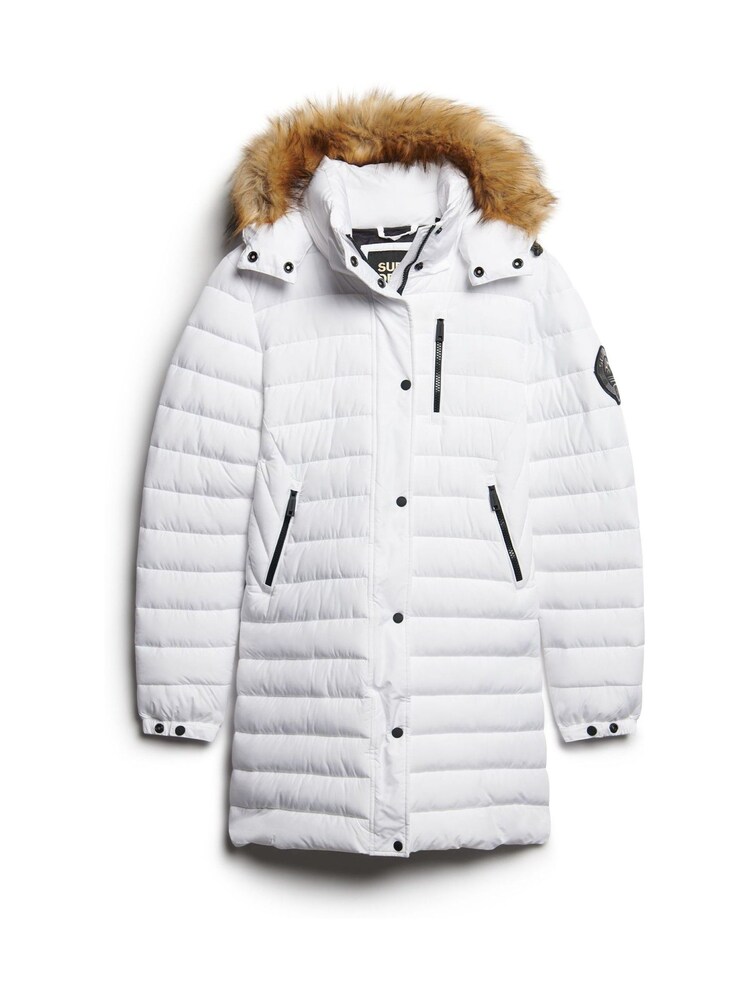 Superdry White Fuji Hooded Mid Length Puffer Coat - Image 4 of 6