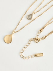 Gold Tone Sparkle Petal Layered Necklace - Image 2 of 2