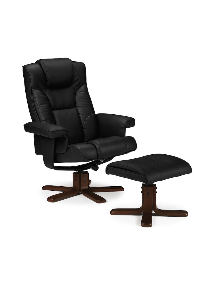 Julian Bowen Black Malmo Swivel Recliner and Stool - Image 2 of 2