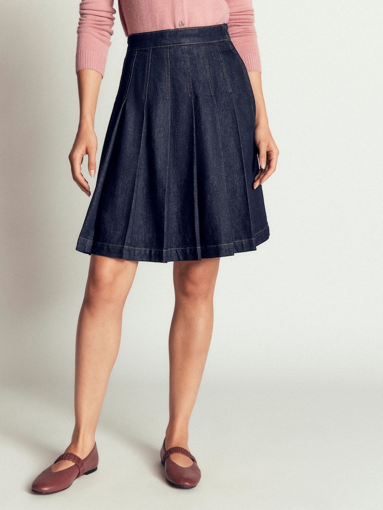Boden Navy Blue Aya Denim Skirt - Image 1 of 4 Boden Navy Blue Aya Denim Skirt - Image 1 of 4