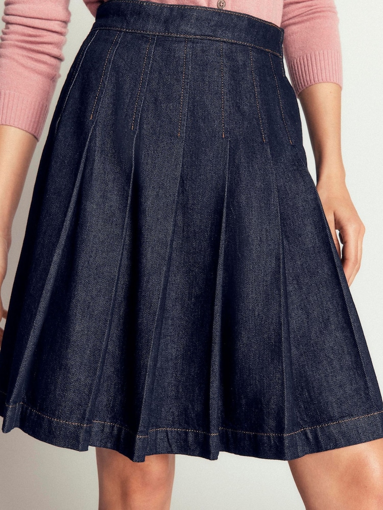 Boden Navy Blue Aya Denim Skirt - Image 2 of 4 Boden Navy Blue Aya Denim Skirt - Image 2 of 4