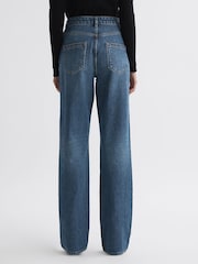 Reiss Mid Blue Hallow High Rise Straight Leg Jeans - Image 5 of 5