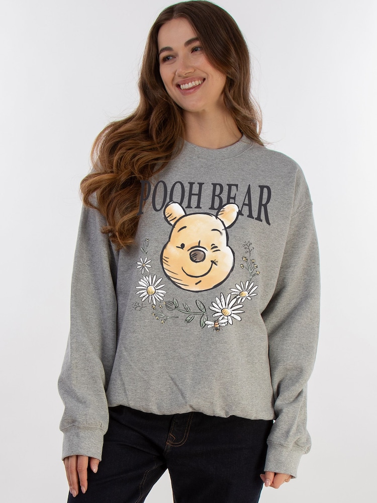 Brands In Grey Disney Winnie The Pooh Bear Sweat Top - Image 1 of 5 Brands In Grey Disney Winnie The Pooh Bear Sweat Top - Image 1 of 5